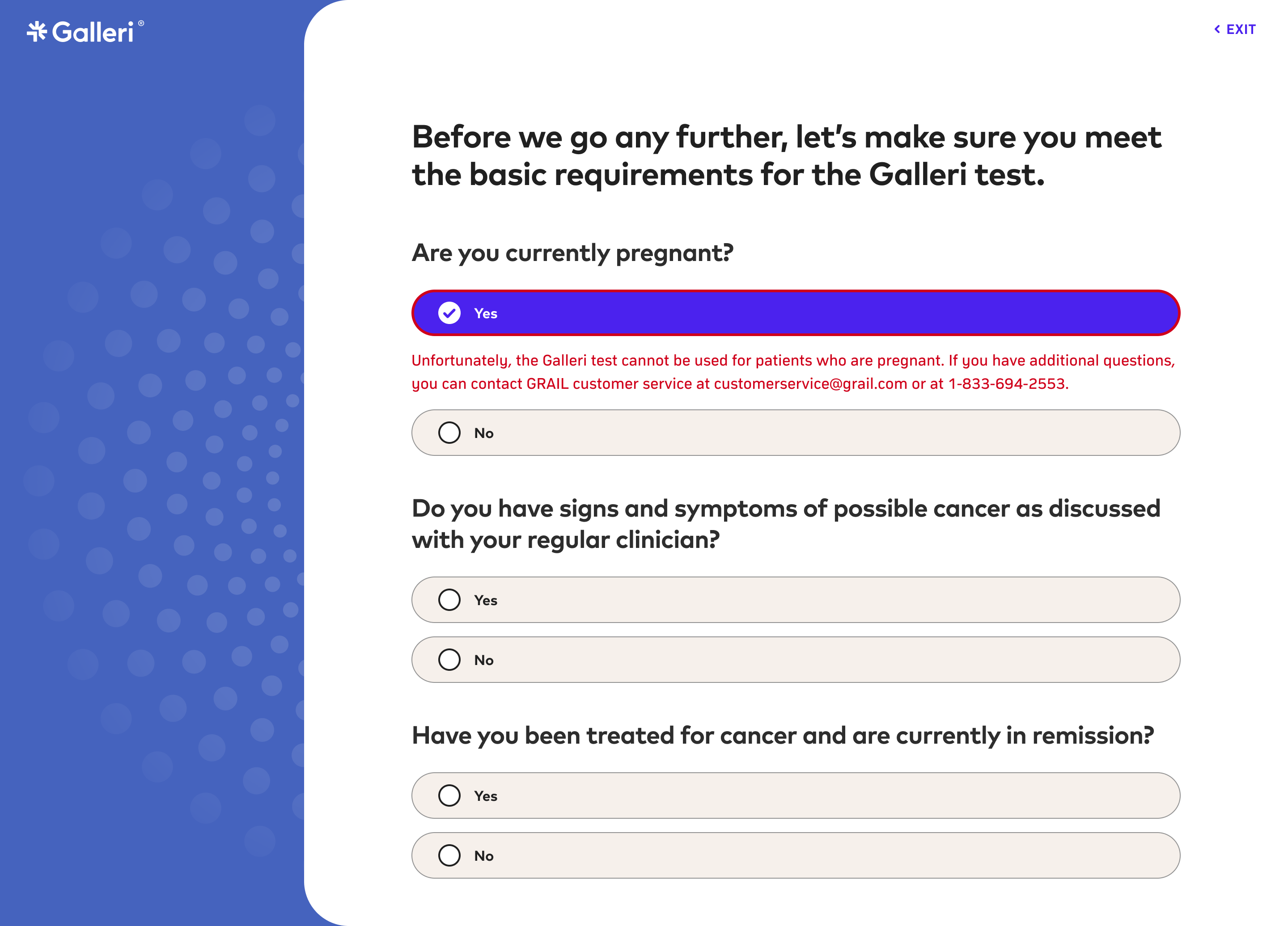 Eligibility gate questions